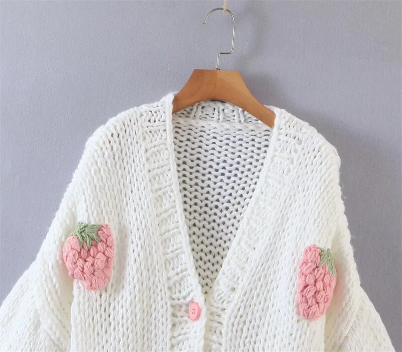 Rudens ziema sieviešu apģērbi ar V-veida kakla izgriezumu, laternas piedurknēm, jaciņas, sieviešu džemperis, mētelis, ar zemeņu apdruku, trikotāžas topi