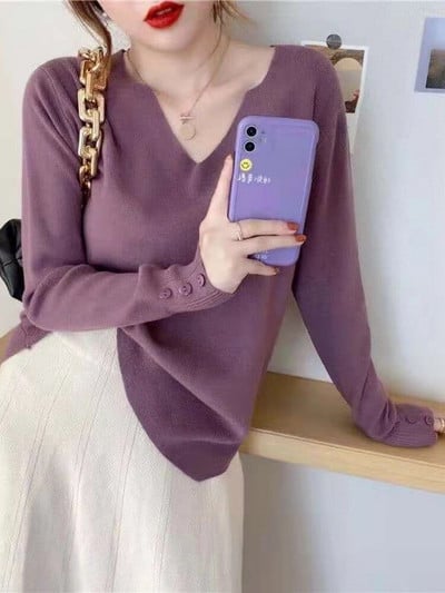 Γυναικείο πουλόβερ Φθινοπωρινό Χειμερινό πλεκτό πουλόβερ πουλόβερ με λαιμόκοψη με λαιμόκοψη Casual μαλακά πλεκτά πουλόβερ Βασικά γυναικεία πουλόβερ 2023