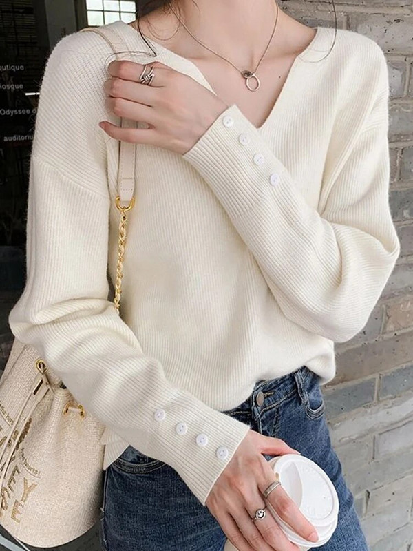 Γυναικείο πουλόβερ Φθινοπωρινό Χειμερινό πλεκτό πουλόβερ πουλόβερ με λαιμόκοψη με λαιμόκοψη Casual μαλακά πλεκτά πουλόβερ Βασικά γυναικεία πουλόβερ 2023