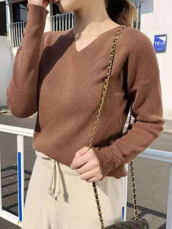 Γυναικείο πουλόβερ Φθινοπωρινό Χειμερινό πλεκτό πουλόβερ πουλόβερ με λαιμόκοψη με λαιμόκοψη Casual μαλακά πλεκτά πουλόβερ Βασικά γυναικεία πουλόβερ 2023
