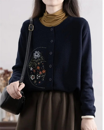 Γυναικεία ρούχα Νέα κουμπιά Ζακέτα πλεκτό πουλόβερ Γυναικεία vintage εμπριμέ πλεκτά Παλτό casual άνοιξη φθινόπωρο γυναικείο μπουφάν