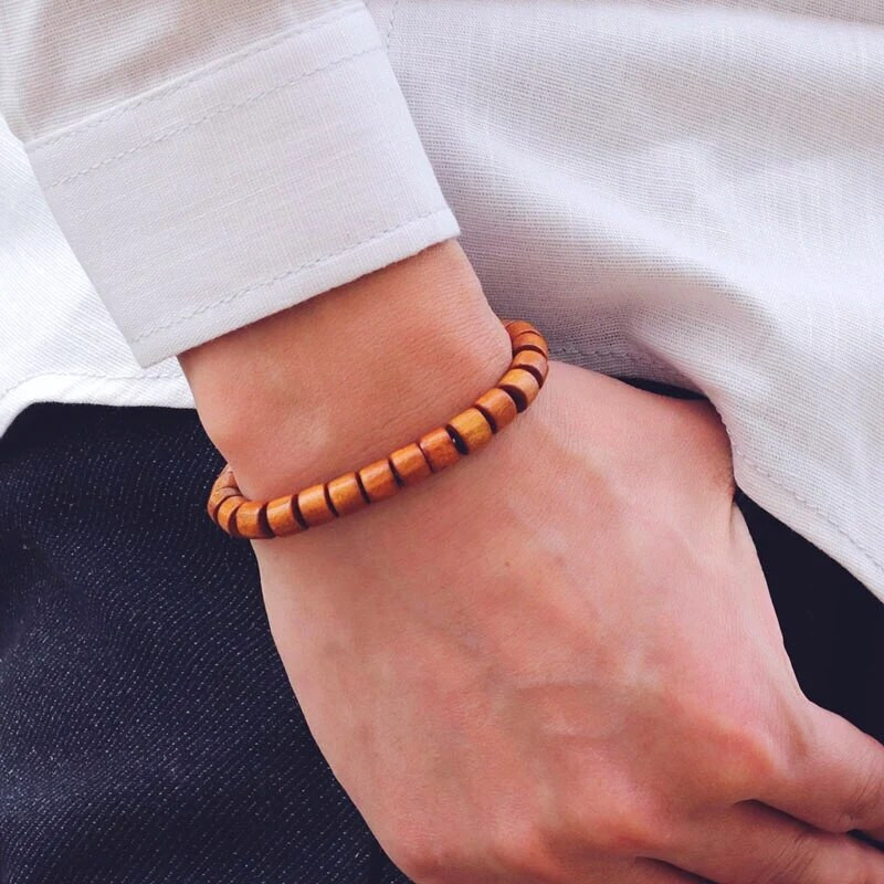 Jauna koka rokassprādze vīriešiem Vintage Venge koka krelles rokassprādze Homme dāvana puisim vīram Aksesuāri Pulsera Hombre rotaslietas