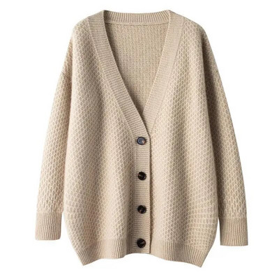 Φθινοπωρινά χειμωνιάτικα κουμπιά για γυναικεία ρούχα Ζακέτες μακρυμάνικο για γυναικεία πλεκτά Νέα χαλαρή χοντρή παλτό πουλόβερ Ζακέτα Femme