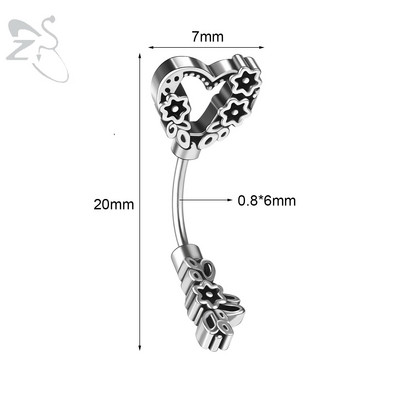ZS 1PC 20G Skull Rose Heart Antakių žiedas Vidinis sriegiuotas Antakių Auskarų vėrimas Nerūdijančio plieno Stulpelio Auskarų vėrimas Tragus Auskarai