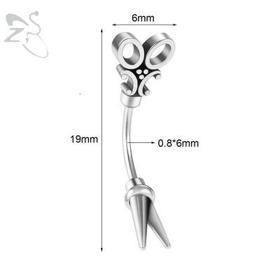 ZS 1PC 20G Skull Rose Heart Antakių žiedas Vidinis sriegiuotas Antakių Auskarų vėrimas Nerūdijančio plieno Stulpelio Auskarų vėrimas Tragus Auskarai