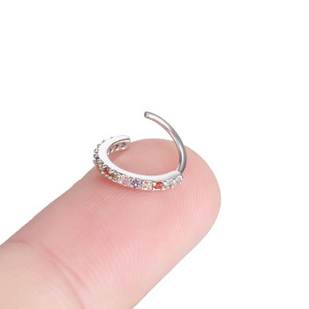 1PC меден шарнирен сегментен пръстен обръч преграда на носа пръстени за жени кръгла форма цирконий хрущял обеца пиърсинг бижута за тяло