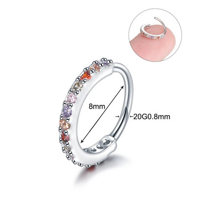 1 gab Vara eņģu segmenta gredzena stīpa starpsienas deguna gredzeni sievietēm apaļas formas cirkonija skrimšļa auskari pīrsings ķermeņa rotaslietas