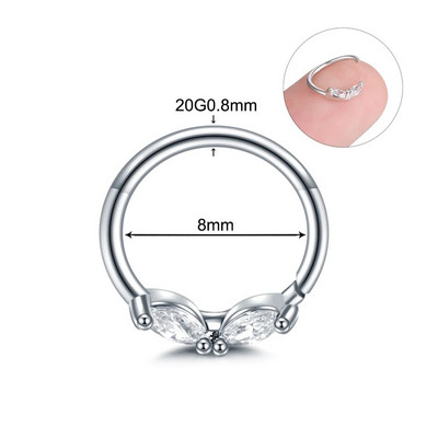 1 gab Vara eņģu segmenta gredzena stīpa starpsienas deguna gredzeni sievietēm apaļas formas cirkonija skrimšļa auskari pīrsings ķermeņa rotaslietas