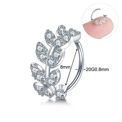 1 gab Vara eņģu segmenta gredzena stīpa starpsienas deguna gredzeni sievietēm apaļas formas cirkonija skrimšļa auskari pīrsings ķermeņa rotaslietas