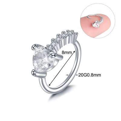 1 gab Vara eņģu segmenta gredzena stīpa starpsienas deguna gredzeni sievietēm apaļas formas cirkonija skrimšļa auskari pīrsings ķermeņa rotaslietas