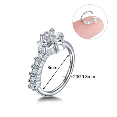 1 gab Vara eņģu segmenta gredzena stīpa starpsienas deguna gredzeni sievietēm apaļas formas cirkonija skrimšļa auskari pīrsings ķermeņa rotaslietas