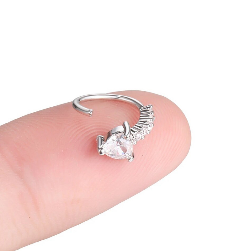 1 gab Vara eņģu segmenta gredzena stīpa starpsienas deguna gredzeni sievietēm apaļas formas cirkonija skrimšļa auskari pīrsings ķermeņa rotaslietas