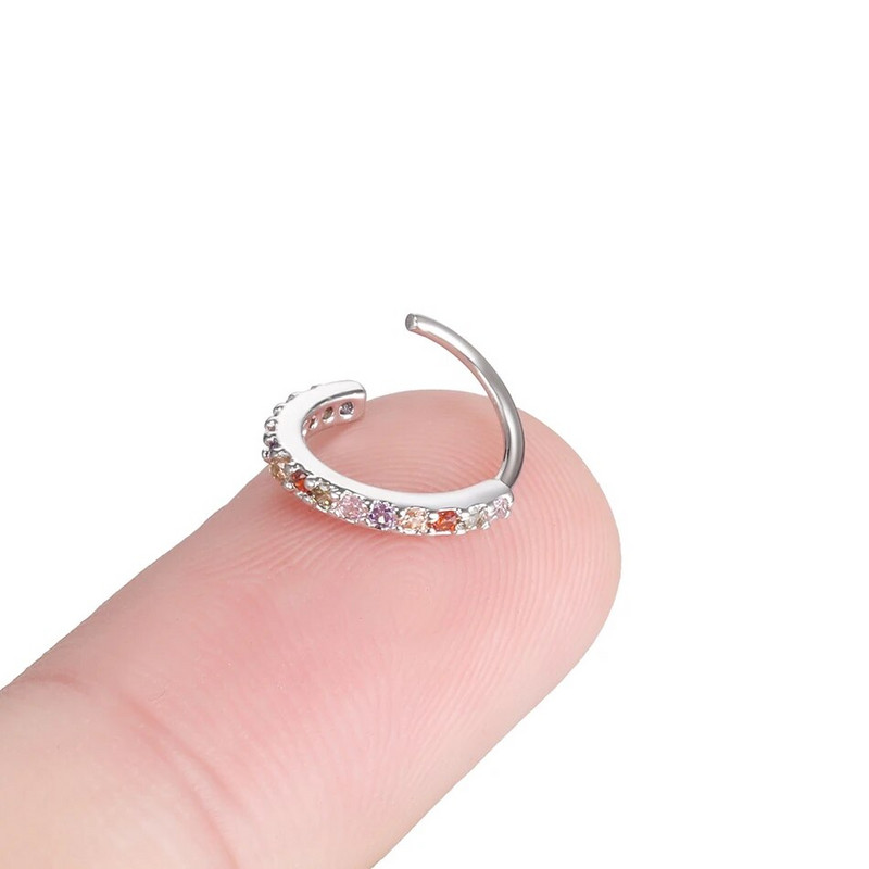1 gab Vara eņģu segmenta gredzena stīpa starpsienas deguna gredzeni sievietēm apaļas formas cirkonija skrimšļa auskari pīrsings ķermeņa rotaslietas