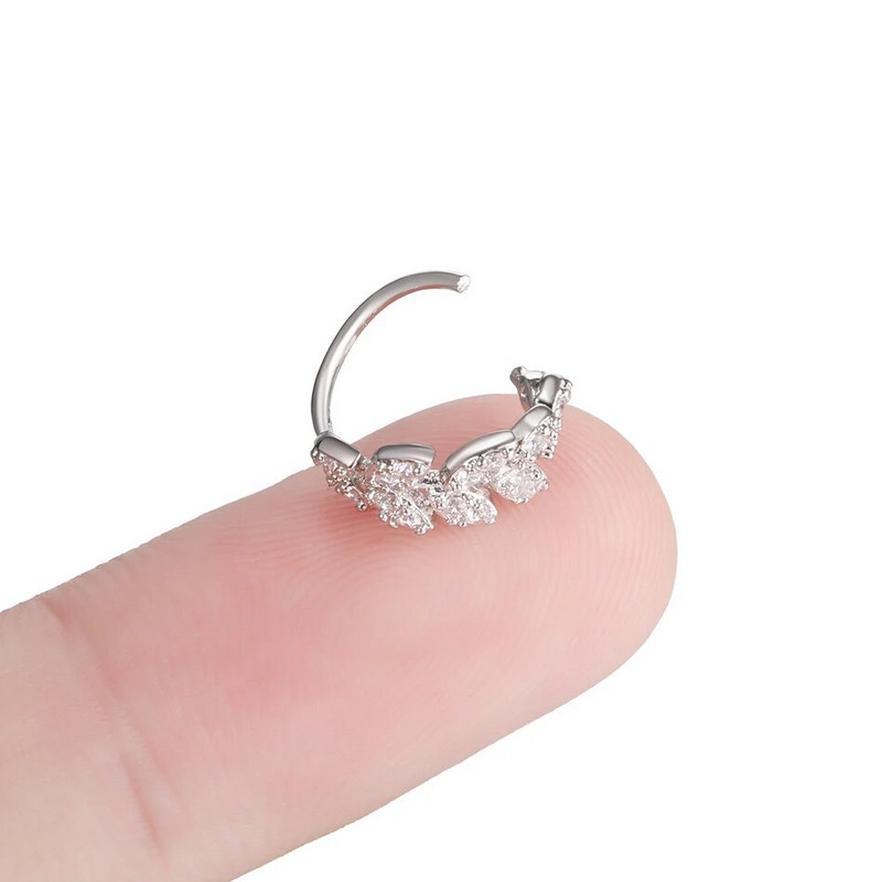 1 gab Vara eņģu segmenta gredzena stīpa starpsienas deguna gredzeni sievietēm apaļas formas cirkonija skrimšļa auskari pīrsings ķermeņa rotaslietas