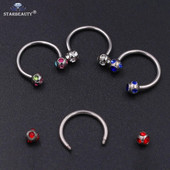 1vnt krištolo chirurginio plieno kremzlės tragus auskarų vėrimas pasagos lūpos spenelio žiedas lankelis auskarų auskarų vėrimas žiedas 16 gniplerio vėrimas