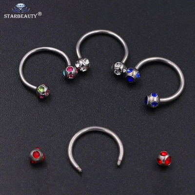 1db Crystal sebészeti acél porc tragus piercing patkó ajak mellbimbó gyűrű karika fül piercing gyűrű 16Gnipplering
