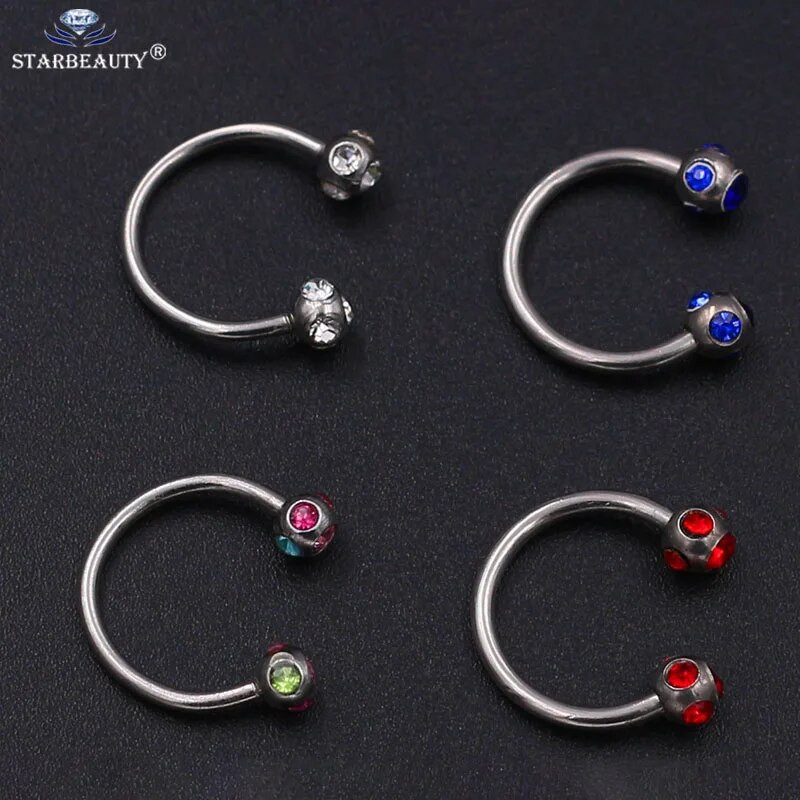 1vnt krištolo chirurginio plieno kremzlės tragus auskarų vėrimas pasagos lūpos spenelio žiedas lankelis auskarų auskarų vėrimas žiedas 16 gniplerio vėrimas