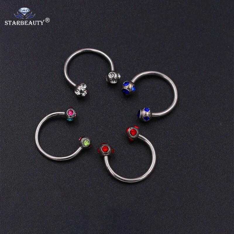 1vnt krištolo chirurginio plieno kremzlės tragus auskarų vėrimas pasagos lūpos spenelio žiedas lankelis auskarų auskarų vėrimas žiedas 16 gniplerio vėrimas