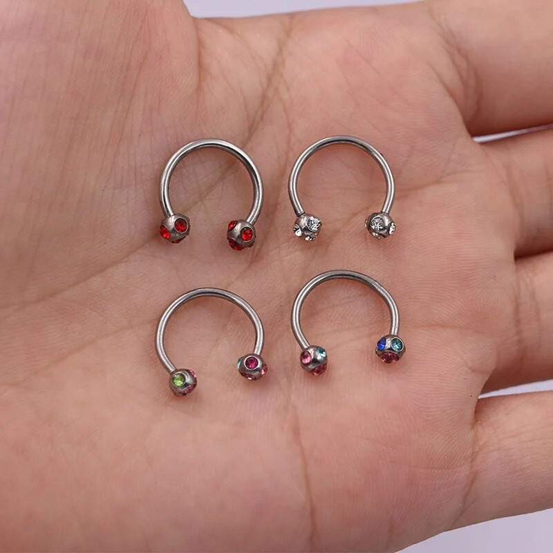 1vnt krištolo chirurginio plieno kremzlės tragus auskarų vėrimas pasagos lūpos spenelio žiedas lankelis auskarų auskarų vėrimas žiedas 16 gniplerio vėrimas