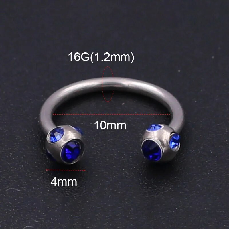 1vnt krištolo chirurginio plieno kremzlės tragus auskarų vėrimas pasagos lūpos spenelio žiedas lankelis auskarų auskarų vėrimas žiedas 16 gniplerio vėrimas