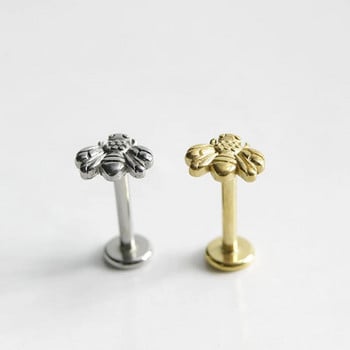 1PC Титаниеви обеци с вътрешна резба Labret Little Bee Lip Ear Studs Пръстени Трагус хрущял Helix Пиърсинг Бижута за тяло