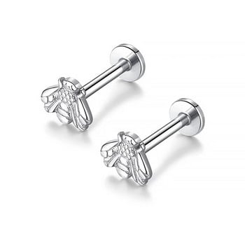 1PC Титаниеви обеци с вътрешна резба Labret Little Bee Lip Ear Studs Пръстени Трагус хрущял Helix Пиърсинг Бижута за тяло