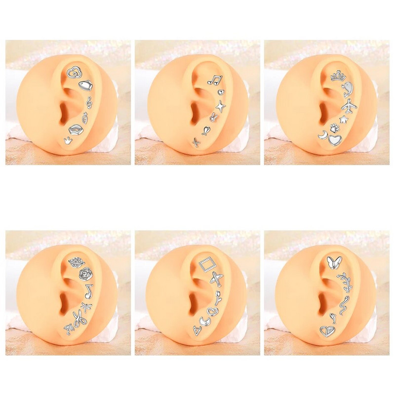 1 gab. Tērauda mēness apgaismojums Labret stieņa gredzeni kristāla zieds Tragus skrimšļa pīrsings stobra daivas auss spirāle caurduršanas skrūve, kas piemērota augšpusē 16g