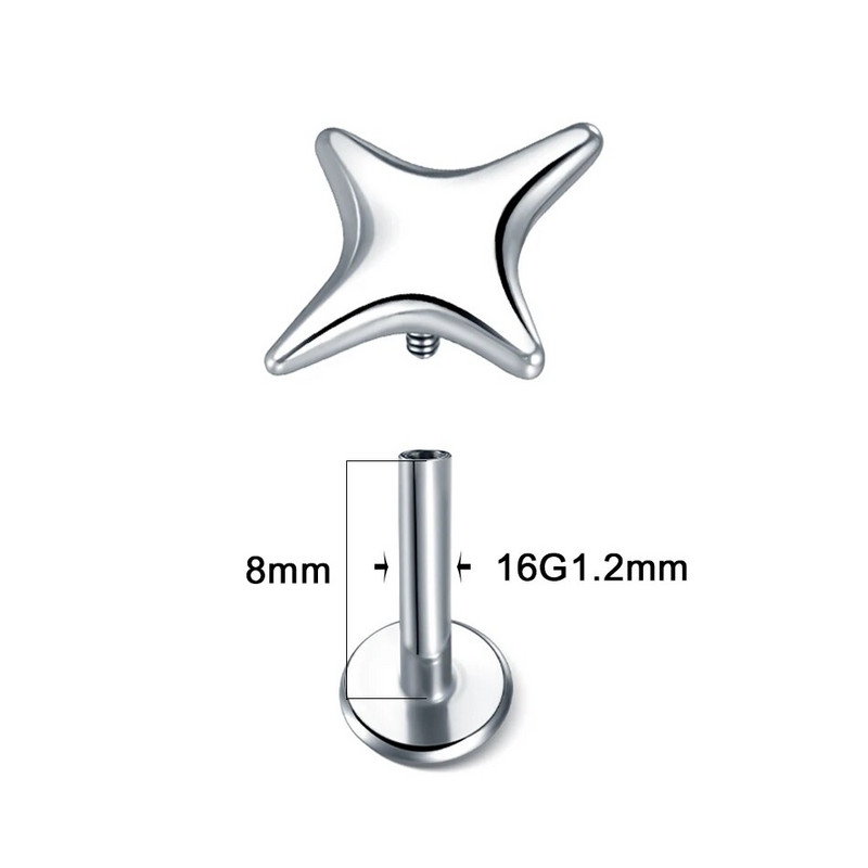 1 gab. Tērauda mēness apgaismojums Labret stieņa gredzeni kristāla zieds Tragus skrimšļa pīrsings stobra daivas auss spirāle caurduršanas skrūve, kas piemērota augšpusē 16g