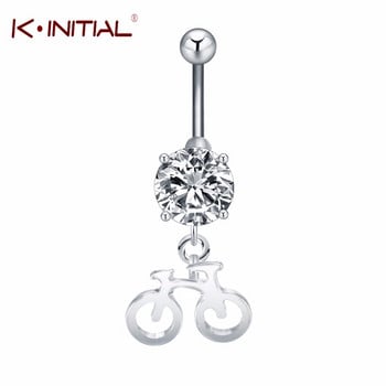 Κρεμαστό ποδήλατο Kinitial Piercing Body Rings Κοσμήματα Λευκά στρας Ανοξείδωτο αφαλό για γυναίκες γοητευτικά μπιζού