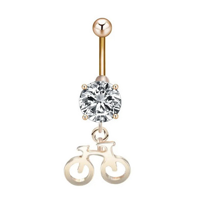 Κρεμαστό ποδήλατο Kinitial Piercing Body Rings Κοσμήματα Λευκά στρας Ανοξείδωτο αφαλό για γυναίκες γοητευτικά μπιζού