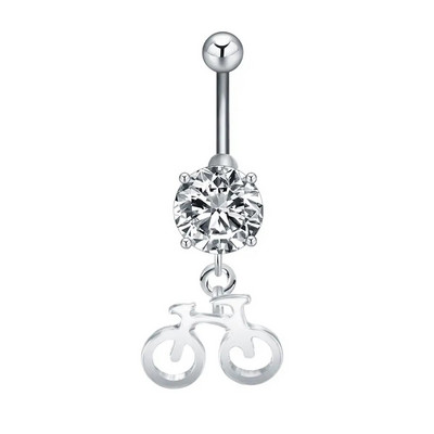 Κρεμαστό ποδήλατο Kinitial Piercing Body Rings Κοσμήματα Λευκά στρας Ανοξείδωτο αφαλό για γυναίκες γοητευτικά μπιζού