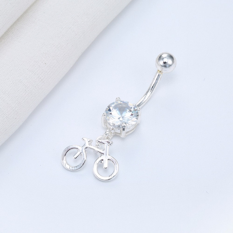 Κρεμαστό ποδήλατο Kinitial Piercing Body Rings Κοσμήματα Λευκά στρας Ανοξείδωτο αφαλό για γυναίκες γοητευτικά μπιζού