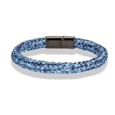 MKENDN Navy Style Vīriešu auduma virves kapteiņa rokassprādze melna nerūsējošā tērauda sprādzes aksesuāri ar rokām darinātas rotaslietas dāvanas