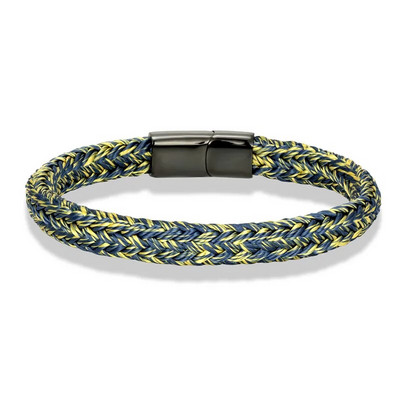 MKENDN Navy Style Vīriešu auduma virves kapteiņa rokassprādze melna nerūsējošā tērauda sprādzes aksesuāri ar rokām darinātas rotaslietas dāvanas