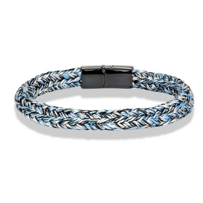 MKENDN Navy Style Vīriešu auduma virves kapteiņa rokassprādze melna nerūsējošā tērauda sprādzes aksesuāri ar rokām darinātas rotaslietas dāvanas