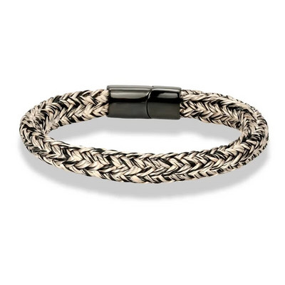 MKENDN Navy Style Vīriešu auduma virves kapteiņa rokassprādze melna nerūsējošā tērauda sprādzes aksesuāri ar rokām darinātas rotaslietas dāvanas