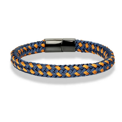 MKENDN Navy Style Vīriešu auduma virves kapteiņa rokassprādze melna nerūsējošā tērauda sprādzes aksesuāri ar rokām darinātas rotaslietas dāvanas