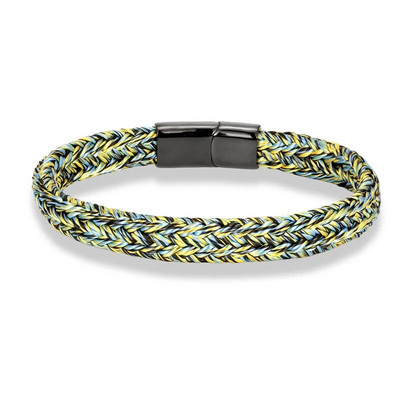 MKENDN Navy Style Vīriešu auduma virves kapteiņa rokassprādze melna nerūsējošā tērauda sprādzes aksesuāri ar rokām darinātas rotaslietas dāvanas