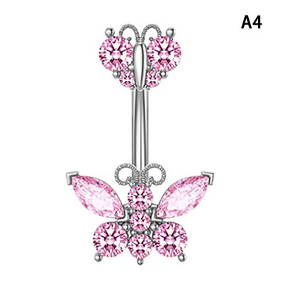 Nerūsējošā tērauda tauriņa vēdera nabas gredzens Augstas kvalitātes rozā kalnu nabas pīrsings sievietēm