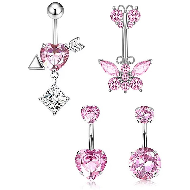 Nerūsējošā tērauda tauriņa vēdera nabas gredzens Augstas kvalitātes rozā kalnu nabas pīrsings sievietēm