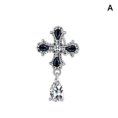 Fashion Cross Zircon Water Droplets Κρεμαστό Κρεμαστό νύχι Piercing Fake Belly Button Ring Body Jewelry for Women
