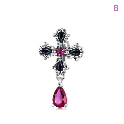 Fashion Cross Zircon Water Droplets Κρεμαστό Κρεμαστό νύχι Piercing Fake Belly Button Ring Body Jewelry for Women