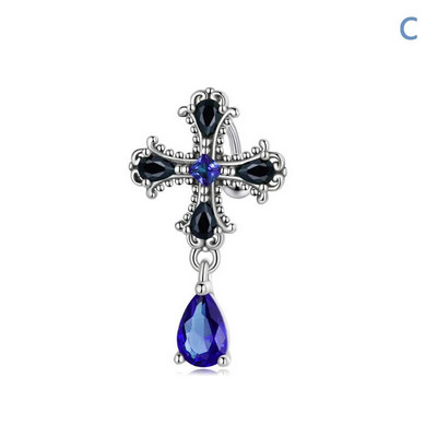 Fashion Cross Zircon Water Droplets Κρεμαστό Κρεμαστό νύχι Piercing Fake Belly Button Ring Body Jewelry for Women