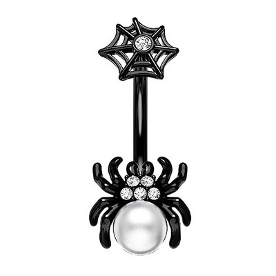 1/4 vnt Helovino cirkonio perlų voras pakabukas pilvo sagos žiedai auskarų vėrimo bambos žiedas moterims Madingi gothiniai kūno auskarų vėrimo papuošalai