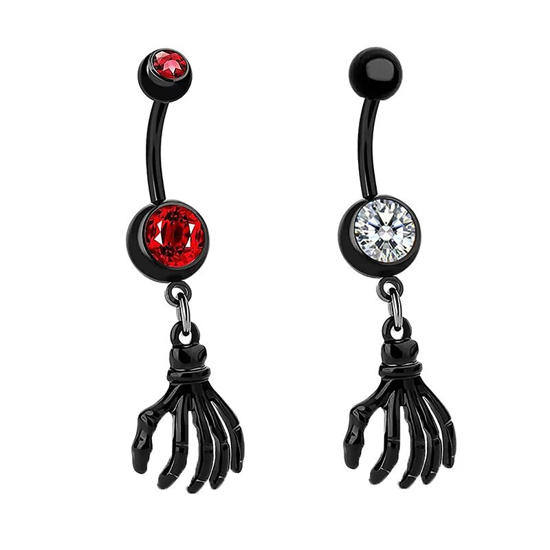 1/4 vnt Helovino cirkonio perlų voras pakabukas pilvo sagos žiedai auskarų vėrimo bambos žiedas moterims Madingi gothiniai kūno auskarų vėrimo papuošalai