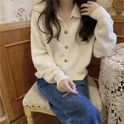 Pavasara rudens trikotāžas mētelis Sieviešu daudzpusīgs džemperis Trend Trikotāžas Topi Slim Studentu Sueter Jakas Para Mujer