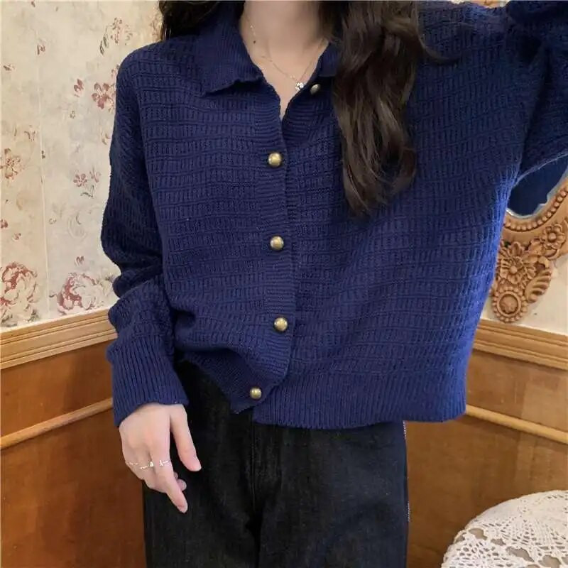 Pavasara rudens trikotāžas mētelis Sieviešu daudzpusīgs džemperis Trend Trikotāžas Topi Slim Studentu Sueter Jakas Para Mujer