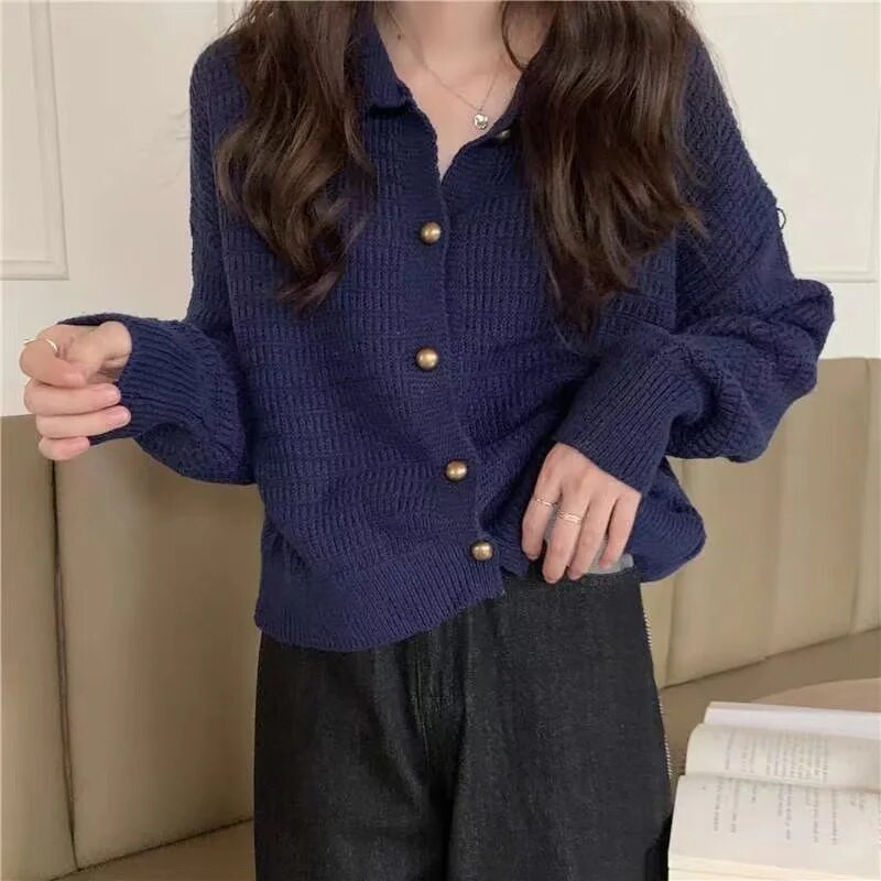 Pavasara rudens trikotāžas mētelis Sieviešu daudzpusīgs džemperis Trend Trikotāžas Topi Slim Studentu Sueter Jakas Para Mujer