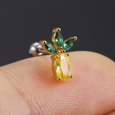 1vnt Korėjos mados mielas saldus mergaičių vaisius vyšnių braškių ananasų smeigtukai auskarai moteriški CZ kremzlės spiralės auskarai