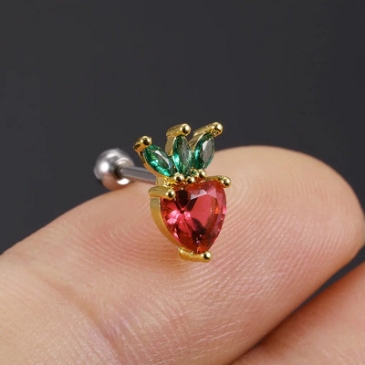 1vnt Korėjos mados mielas saldus mergaičių vaisius vyšnių braškių ananasų smeigtukai auskarai moteriški CZ kremzlės spiralės auskarai